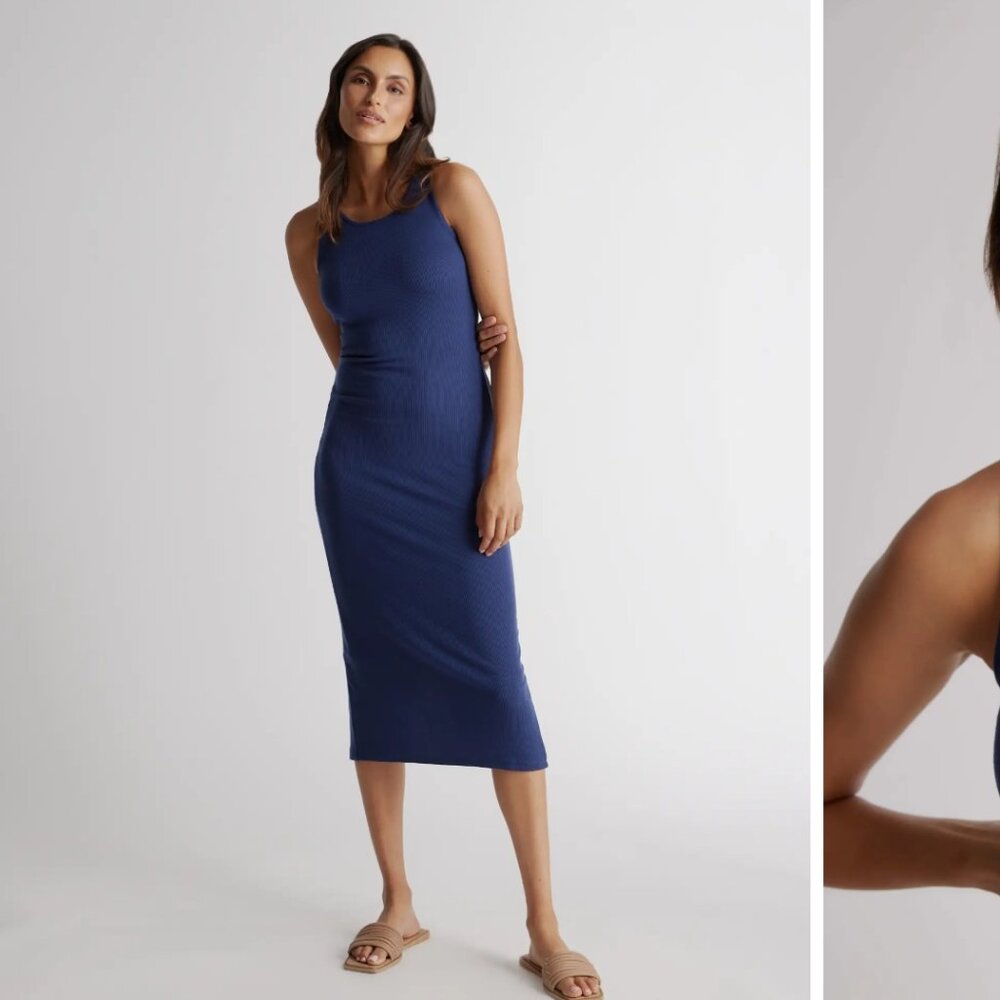 QUINCE Tencel rib knit sleeveless dress L